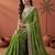 Green bandhani printed festive wear sarees with unstitched blouse piece