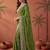 Green bandhani printed festive wear sarees with unstitched blouse piece