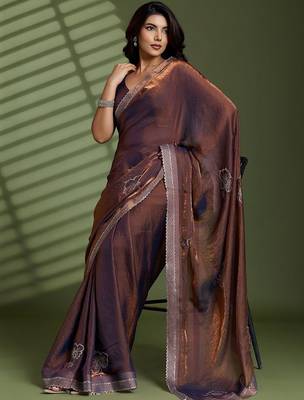 Brown embellished sarees 2