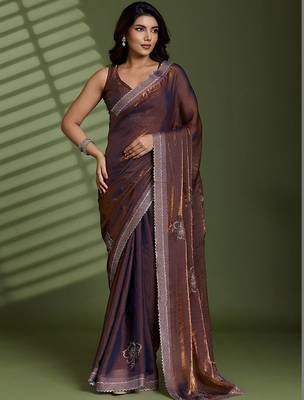 Brown embellished sarees 3