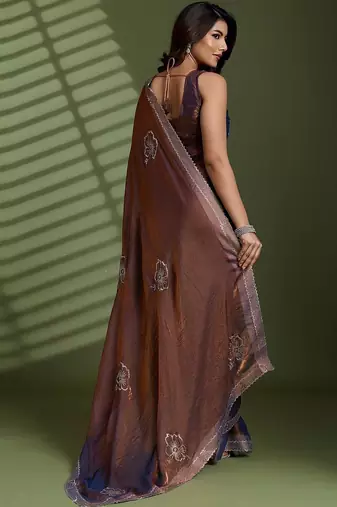 Brown embellished sarees