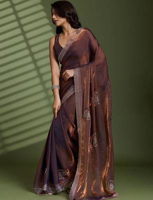 Brown embellished sarees 5