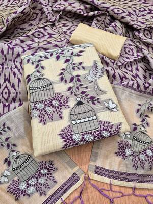 Purple muga cotton jamdani pichwai weaving salwar suit 2