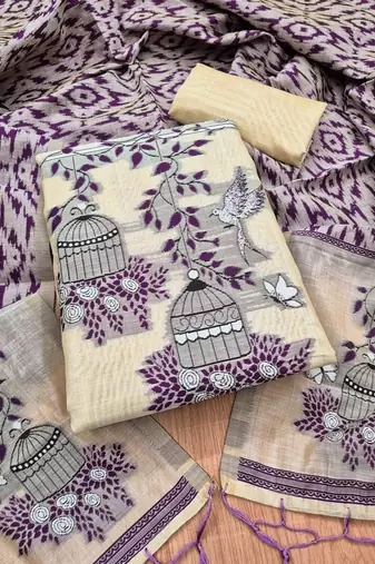Purple muga cotton jamdani pichwai weaving salwar suit