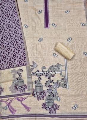 Purple muga cotton jamdani pichwai weaving salwar suit 3