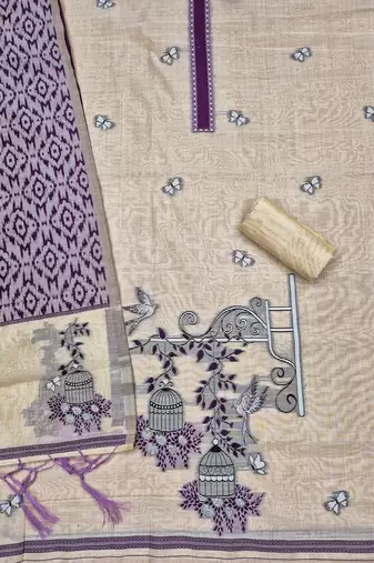 Purple muga cotton jamdani pichwai weaving salwar suit