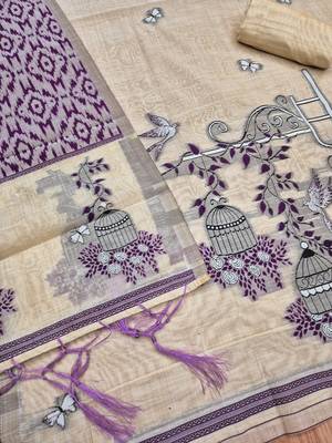 Purple muga cotton jamdani pichwai weaving salwar suit 4