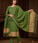 Mehendi muga cotton jamdani pichwai weaving salwar suit