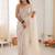 White ethnic motifs embroidered heavy work bagh saree