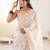 White ethnic motifs embroidered heavy work bagh saree