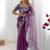 Purple embroidered saree with unstitched blouse piece