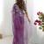 Purple embroidered saree with unstitched blouse piece