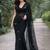 Black solid georgette hand-embroidered floral buttis salli work border sarees
