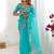 Blue organza sequin embroideried blouse piece & sarees