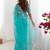 Blue organza sequin embroideried blouse piece & sarees