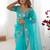 Blue organza sequin embroideried blouse piece & sarees