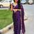 Purple embellished mirror work  georgette saree