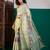 Sea green ethnic digital printed festive wear tussur saree with matching blouse