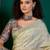 Sea green ethnic digital printed festive wear tussur saree with matching blouse