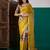 Mustard ethnic printed festive wear tussar saree with unstitched blouse piece
