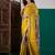 Mustard ethnic printed festive wear tussar saree with unstitched blouse piece