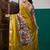 Mustard ethnic printed festive wear tussar saree with unstitched blouse piece