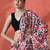 White ready to wear satin floral digital printed saree