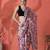 White ready to wear satin floral digital printed saree