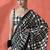 Black ready to wear satin checked digital printed saree