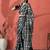 Black ready to wear satin checked digital printed saree