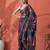 Pink ready to wear satin checked digital printed saree