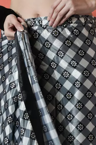 Black ready to wear checked digital printed saree