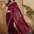 Maroon embellished beads & stones saree with unstitched blouse piece