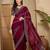 Maroon embellished beads & stones saree with unstitched blouse piece