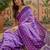 Purple bandhani printed sarees with unstitched blouse piece
