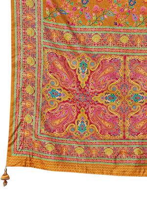 Mustard ethnic motifs printed patola saree 5