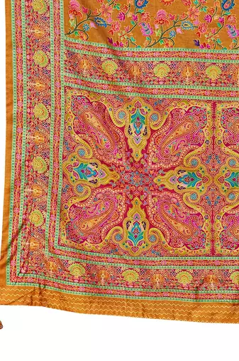 Mustard ethnic motifs printed patola saree