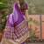 Purple bandhani printed sarees with unstitched blouse piece