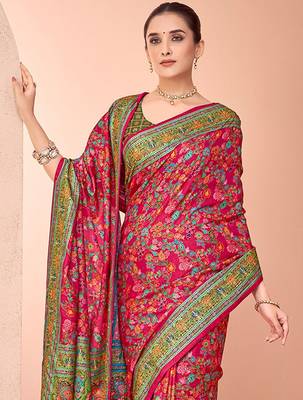 Red ethnic motifs printed patola regular saree 1
