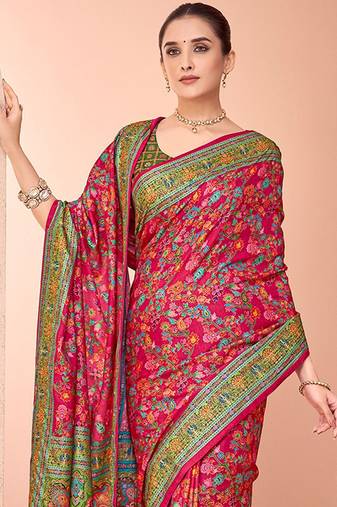Red ethnic motifs printed patola regular saree