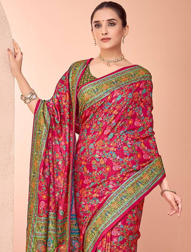 Red ethnic motifs printed patola regular saree