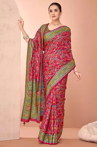 Red ethnic motifs printed patola regular saree