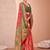 Red ethnic motifs printed festive wear saree with matching unstitched blouse