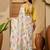 White floral printed saree with beaded detail & unstitched blouse