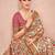 Beige ethnic motifs printed festive wear saree with matching unstitched blouse