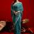 Teal embroidered sarees blouse piece