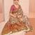 Beige ethnic motifs printed festive wear saree with matching unstitched blouse