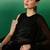 Black striped sequinned satin sarees