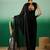 Black striped sequinned satin sarees