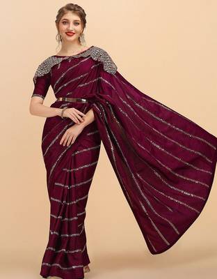 Burgundy women burgundy sarees 2
